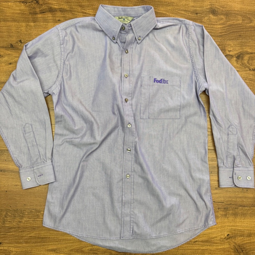 Stan Herman VF Imagewear FedEx Mens 15.5 Medium‎ Button Up Shirt Purple Oxford